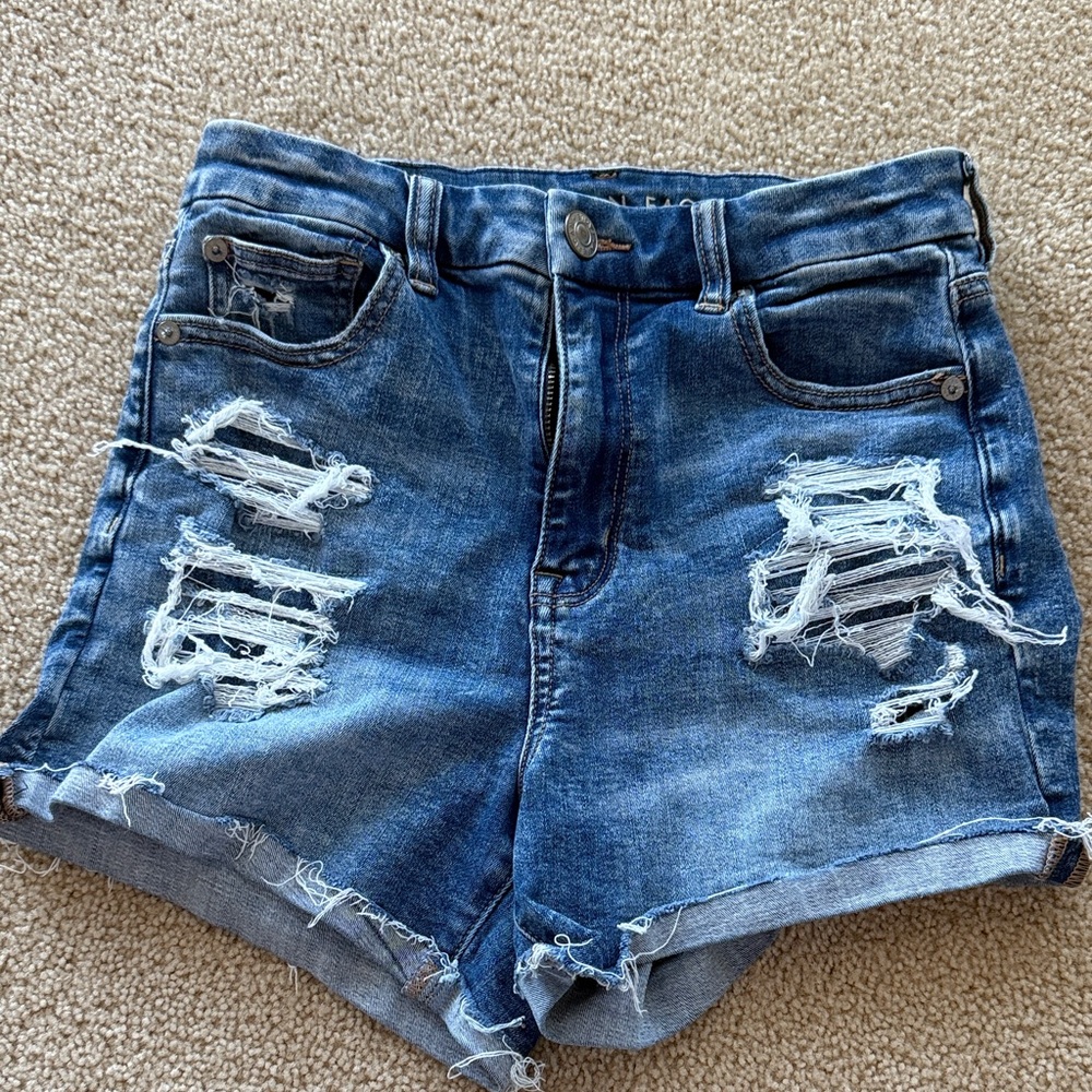 American Eagle Distressed Blue Denim Women Shorts